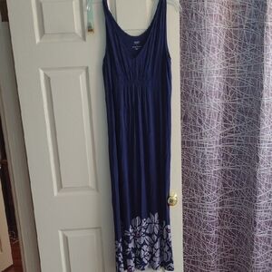 Alfani Deep Blue Maxi Dress with Floral Accents